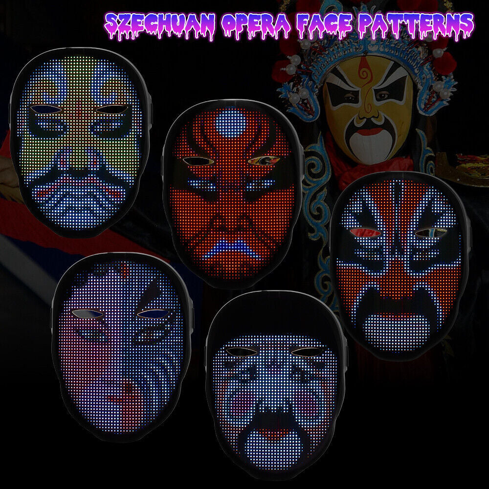 Face Transforming LED Mask with App Controlled - Programmable LED Halloween Mask