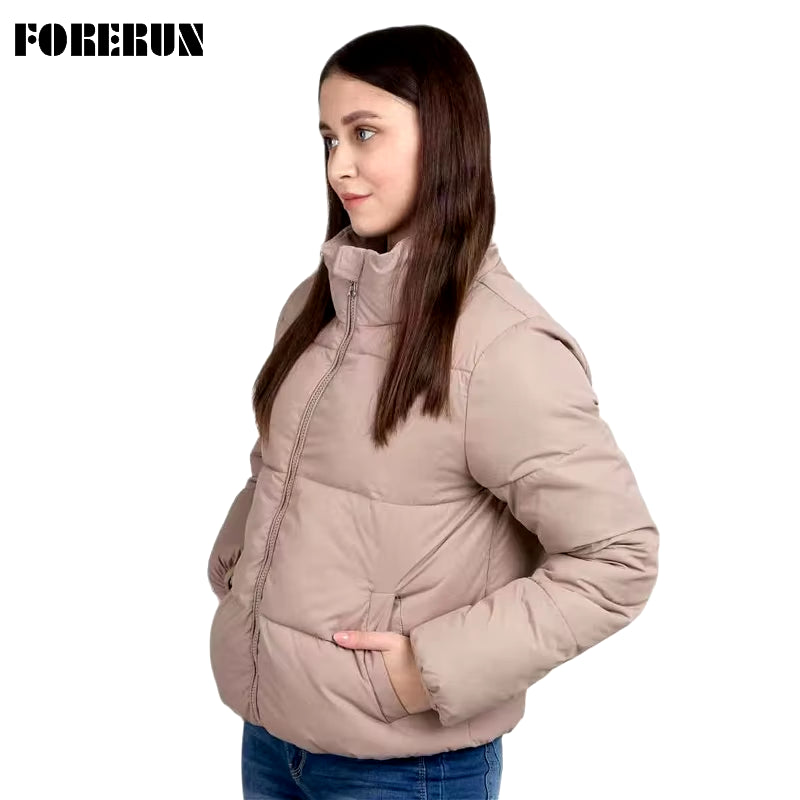 -10Centigrade Puffer Jacket Women 2021 Oversized Bubble Coat Winter Autumn Stand Collar Cotton Padding Warm Solid Parka Sales!