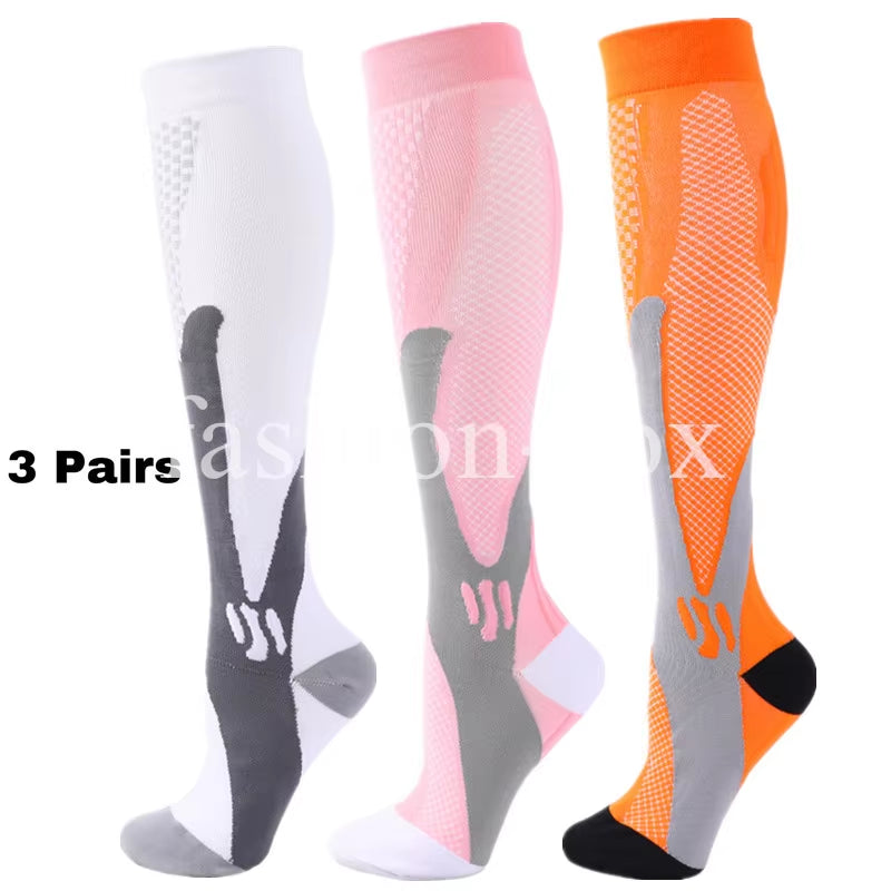 3 Pairs Men Women Compression Socks Fit Sports Compression Socks for anti Fatigue Pain Relief Knee Prevent Varicose Veins Socks