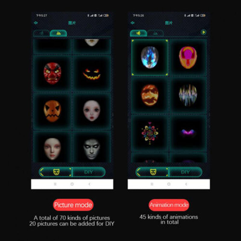 Face Transforming LED Mask with App Controlled - Programmable LED Halloween Mask