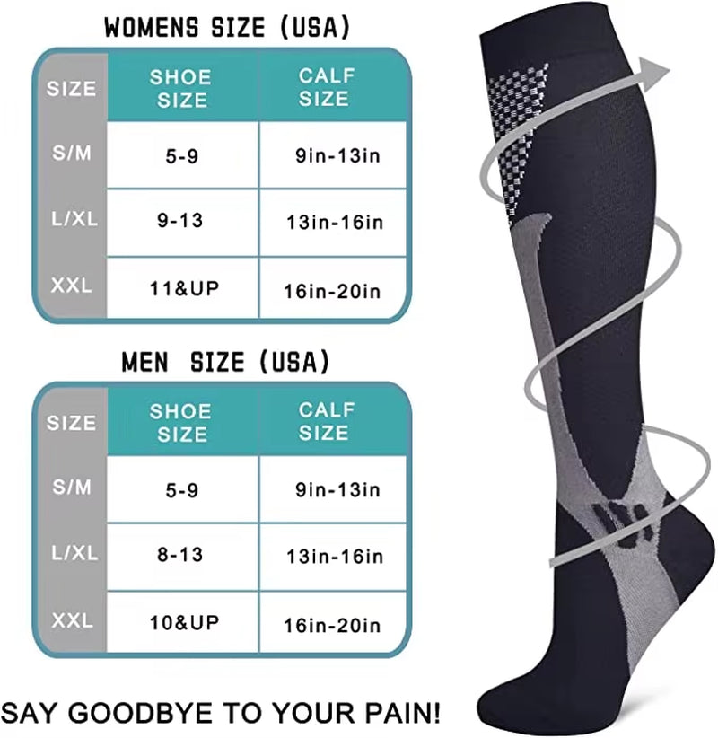 3 Pairs Men Women Compression Socks Fit Sports Compression Socks for anti Fatigue Pain Relief Knee Prevent Varicose Veins Socks