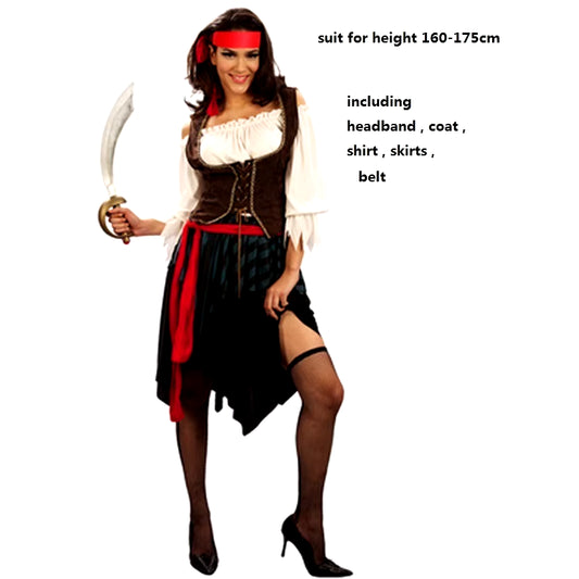 Pirate Costumes for Women Men Adult Halloween Male Captain Jack Sparrow Costume Pirates of the Caribbean Cosplay Clothes Set