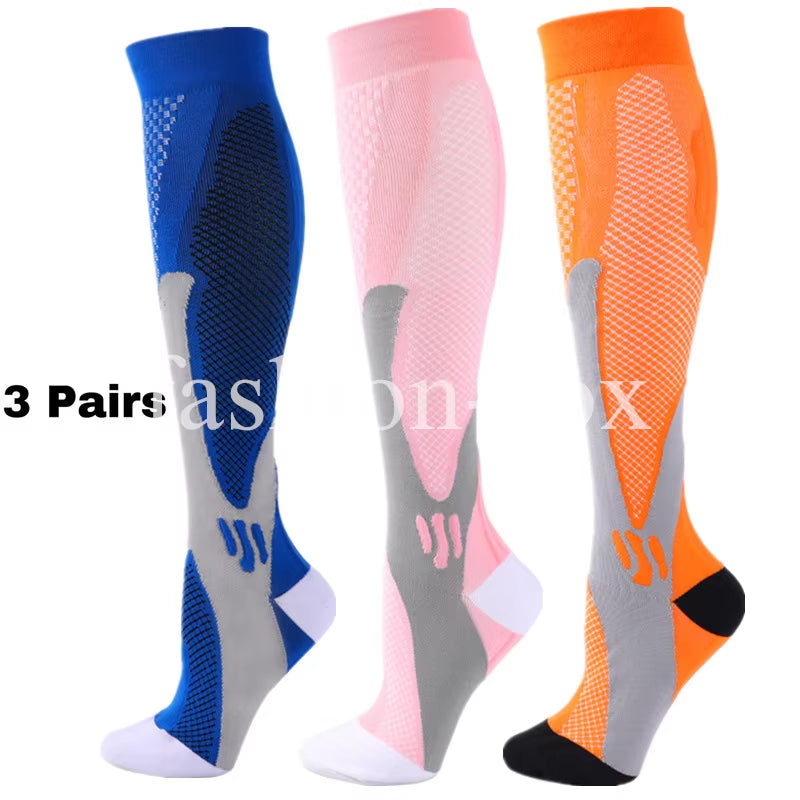 3 Pairs Men Women Compression Socks Fit Sports Compression Socks for anti Fatigue Pain Relief Knee Prevent Varicose Veins Socks